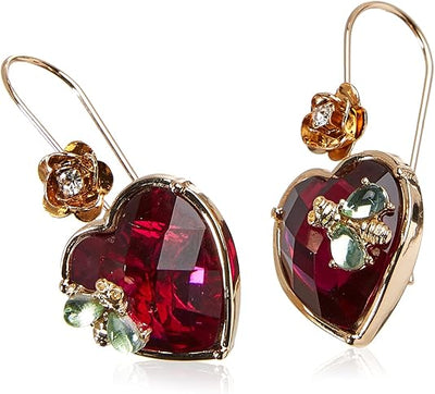 Womens Stone Heart Dangle Earrings
