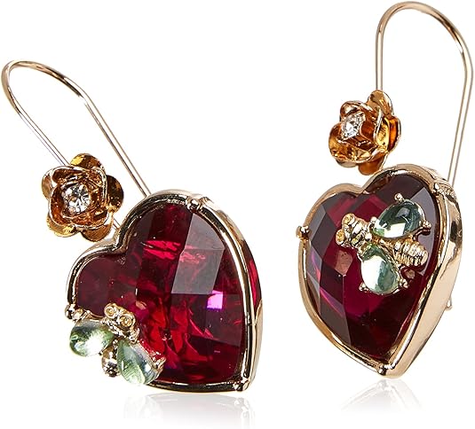 Womens Stone Heart Dangle Earrings