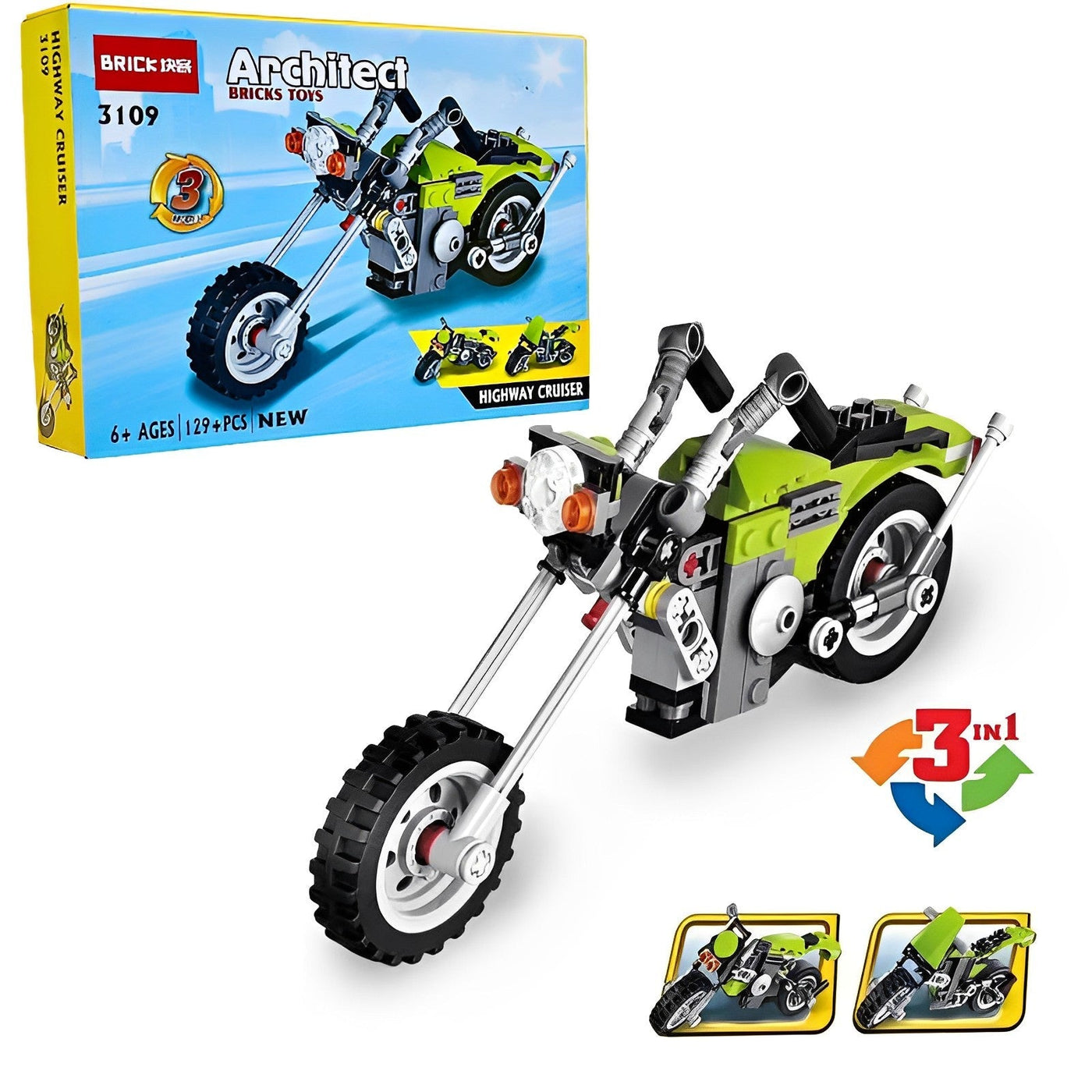Highway Cruiser Motorcycle Building Blocks Toy